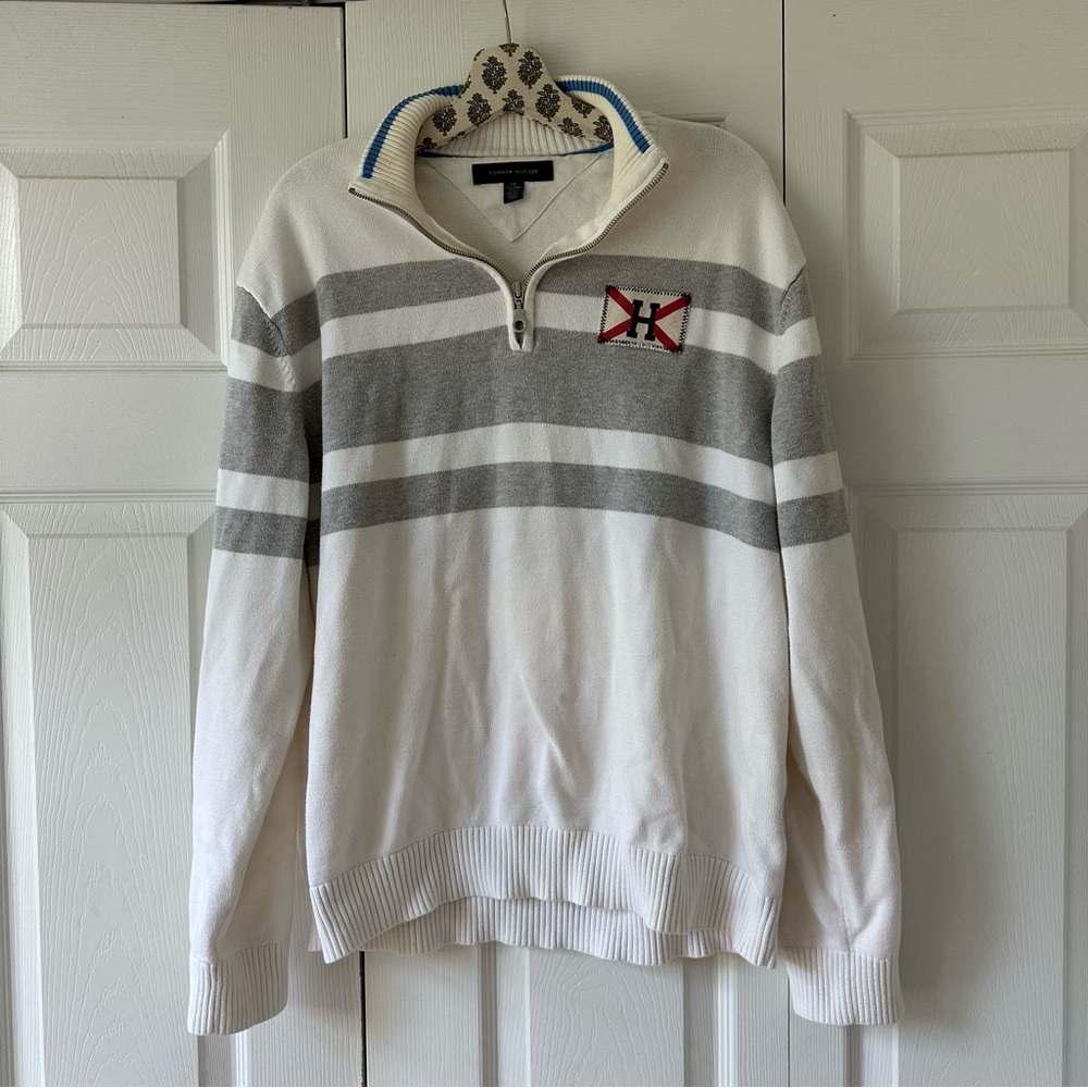 Tommy Hilfiger Knit Sweater Quarter Zip Coastal